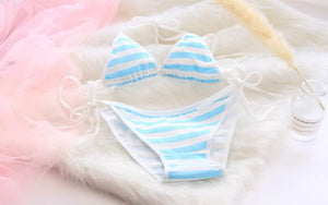 Tie pink and top for sex doll (Blue white, striped)